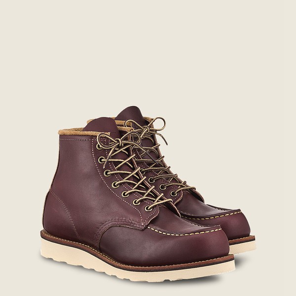 Red Wing Mens Heritage Boots - Classic Moc - 6-inch Mesa Leather - Burgundy - JOG329608